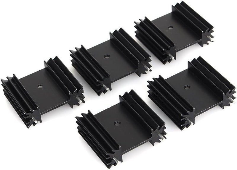 Easycargo To-220 Aluminium Heatsink 25x34x12mm,TO220 Heat Sink for Cooling MOSFET SCR Power Voltage Regulator ICS (25mmx34mmx12mm) (Anodized Black 5-Pack) - Image 5